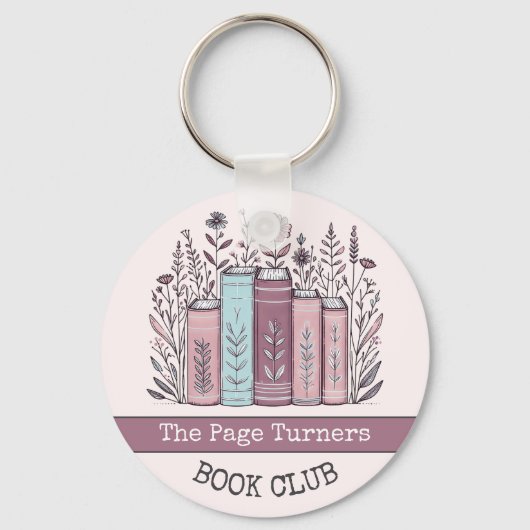 Personalized Book Club Floral Sleutelhanger (Voorkant)