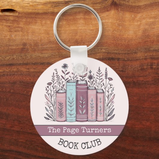 Personalized Book Club Floral Sleutelhanger (Voorkant)