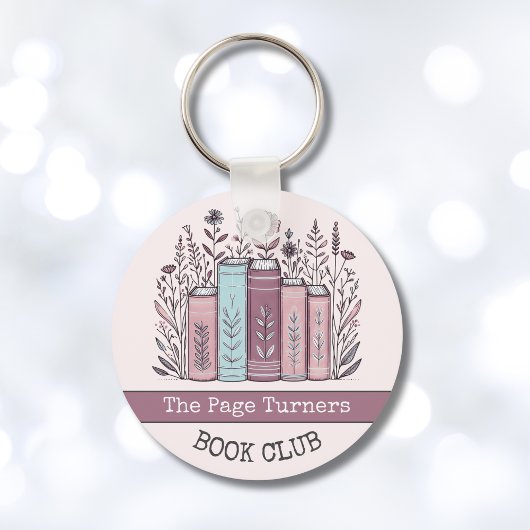 Personalized Book Club Floral Sleutelhanger