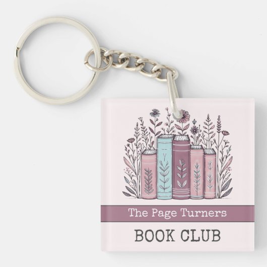 Personalized Book Club Floral Sleutelhanger (Voorkant)