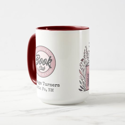 Personalized Book Club Logo & Floral Mok (Voorkant links)
