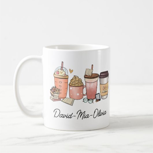 Personalized Book & Coffee Day Mug – Custom Name  Koffiemok (Links)