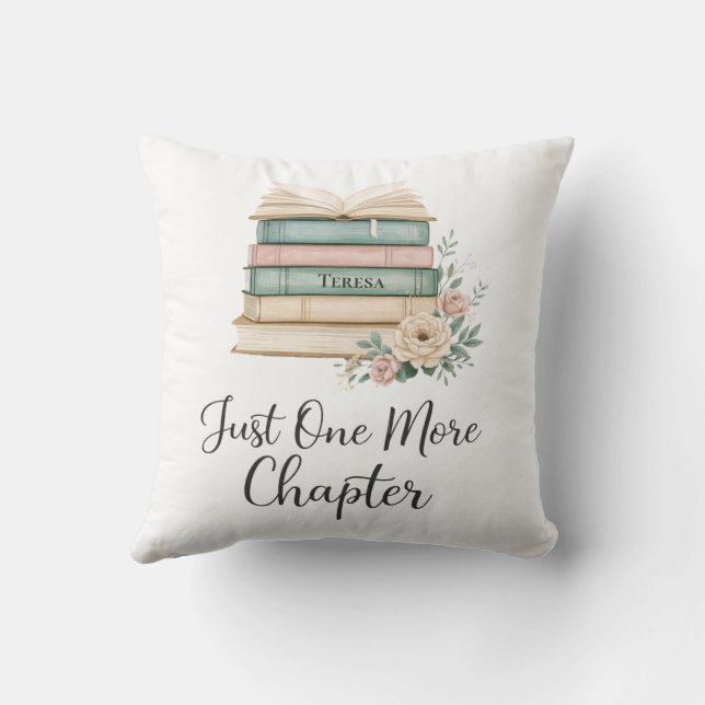 Personalized Book Lover “Just One More Chapter Kussen (Achterkant)
