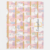 Personalized Bookish Cat Gift Pink Pastel Name Fleece Deken (Voorkant)
