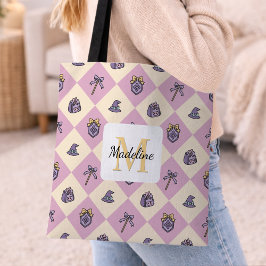 Personalized Bookish Girl Academy Wizard Pink Tote Bag