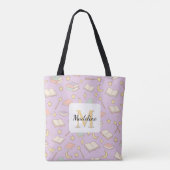 Personalized Bookish Girl Cute Magic Name Purple Tote Bag (Achterkant)