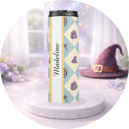 Personalized Bookish Girl Tumbler Wizard Blue Thermosbeker