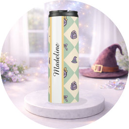 Personalized Bookish Girl Tumbler Wizard Green Thermosbeker