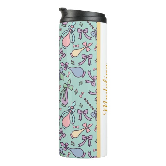Personalized Bookish Girly Cute Bow Name Perfume Thermosbeker (Geroteerd rechts)