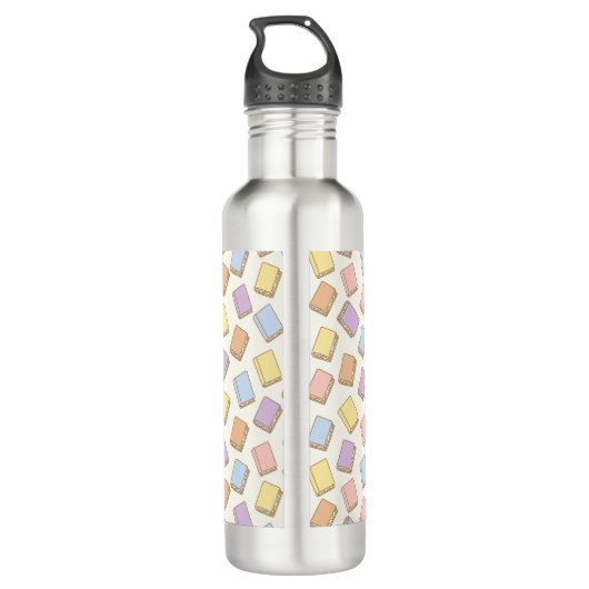 Personalized Bookish Girly Cute Cream Name Pink Waterfles (Achterkant)