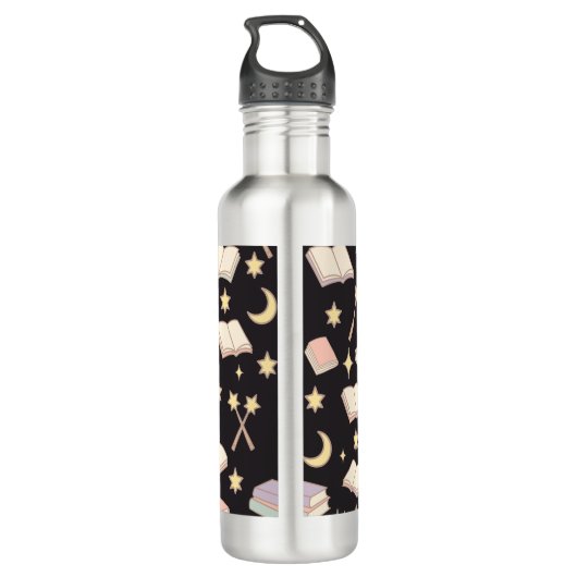 Personalized Bookish Girly Cute Dark Magic Name Waterfles (Achterkant)