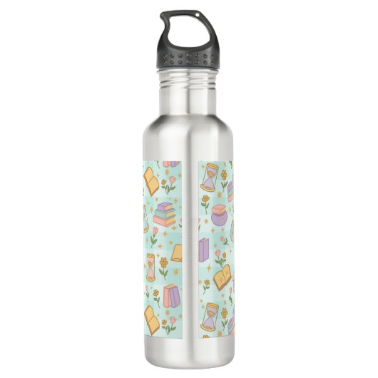 Personalized Bookish Girly Cute Magic Name Green Waterfles (Achterkant)