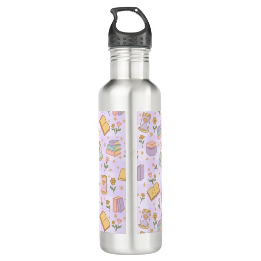 Personalized Bookish Girly Cute Magic Name Purple Waterfles (Achterkant)