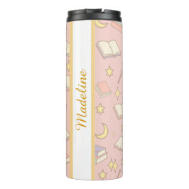 Personalized Bookish Girly Magic Time Pink Name Thermosbeker