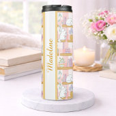 Personalized Bookish Girly Pink Cute Cat Name Thermosbeker