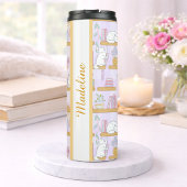 Personalized Bookish Girly Purple Cute Cat Name Thermosbeker