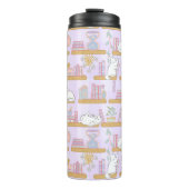 Personalized Bookish Girly Purple Cute Cat Name Thermosbeker (Voorkant)