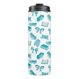 Personalized Bookish Girly Teal Cute Bow Name  Thermosbeker