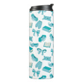 Personalized Bookish Girly Teal Cute Bow Name  Thermosbeker (Gedraaid links)