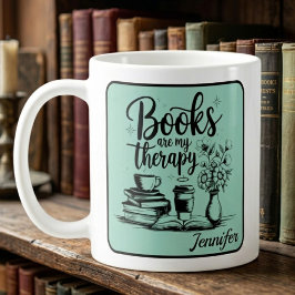 Personalized Books Are My Therapy Bookworms Mint Koffiemok