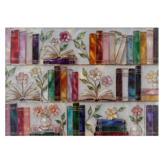 Personalized Bookshelf Kitchen Cutting Board Snijplank (Voorkant)