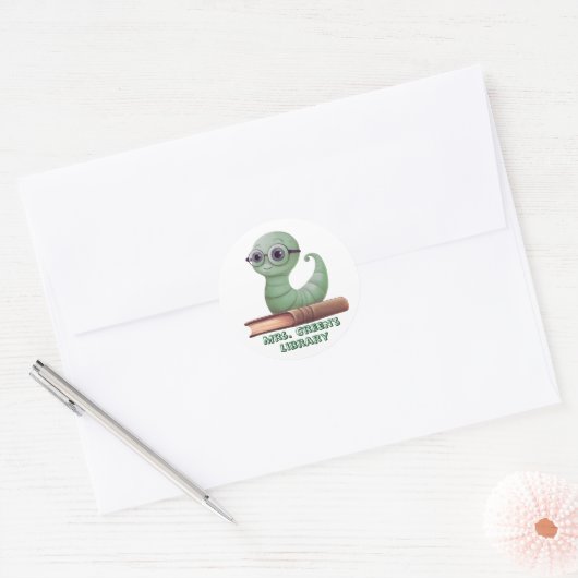 Personalized Bookworm Book Stickers for Classroom  (Envelop)