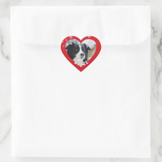 Personalized Border Collie Christmas Dog Pet Photo Hart Sticker (Tas)