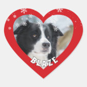 Personalized Border Collie Christmas Dog Pet Photo Hart Sticker (Voorkant)