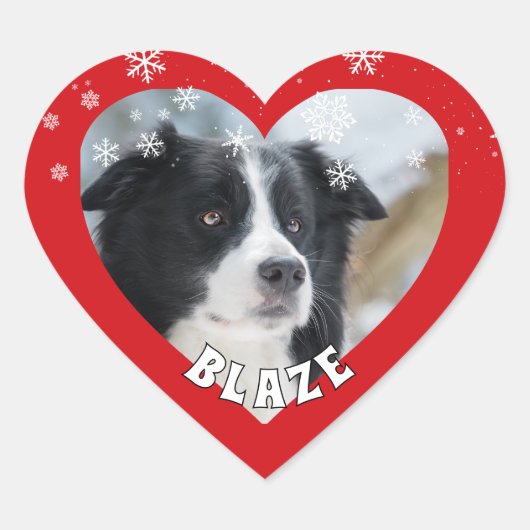 Personalized Border Collie Christmas Dog Pet Photo Hart Sticker (Voorkant)