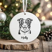 Personalized Border Collie Dog Christmas Keramisch Ornament