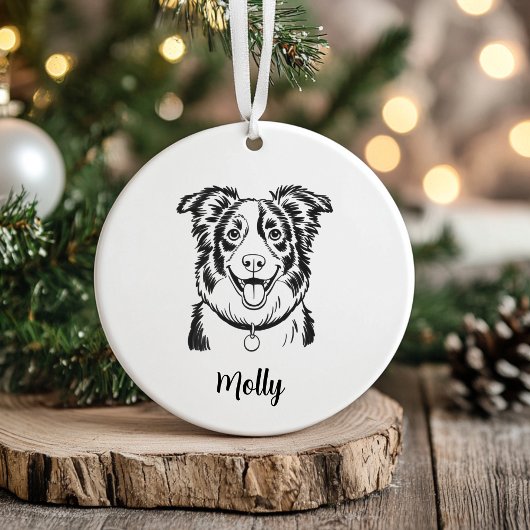 Personalized Border Collie Dog Christmas Keramisch Ornament