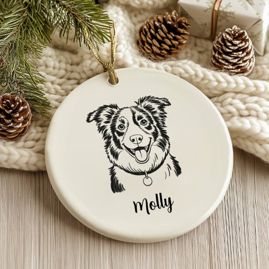 Personalized Border Collie Dog Christmas Keramisch Ornament