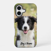 Personalized Border Collie Photo and Name iPhone 16 Hoesje (Achterkant)