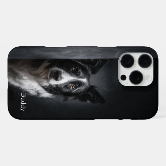 Personalized Border Collie Portrait iPhone Hoesje (Achterkant horizontaal)