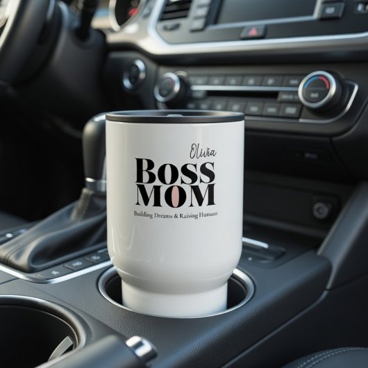 Personalized Boss Mom Travel Mug – Custom Mom Gift Reisbeker