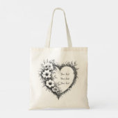 Personalized Botanical Heart Sketch Tote Bag (Achterkant)