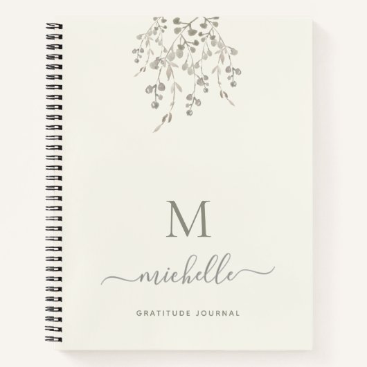 Personalized Botanical Ivory Gratitude Journal Notitieboek (Voorkant)