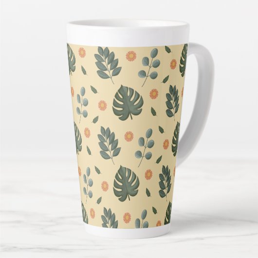 Personalized Botanical Name Cream and Sage Green Latte Mok (Rechterhoek)