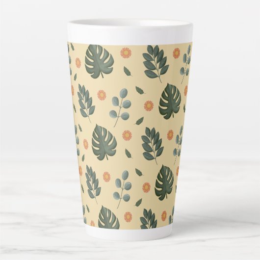 Personalized Botanical Name Cream and Sage Green Latte Mok (Voorkant)