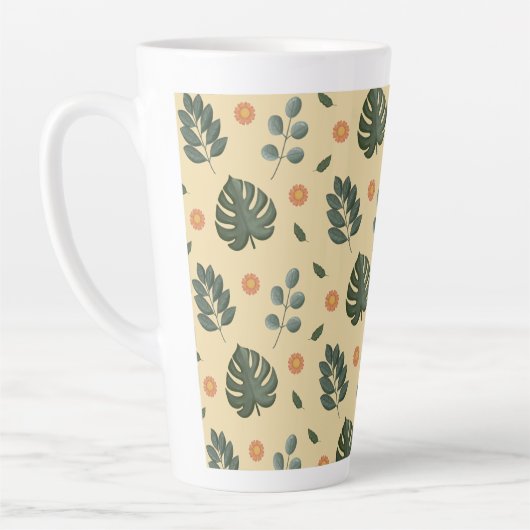 Personalized Botanical Name Cream and Sage Green Latte Mok (Links)