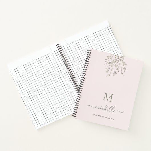 Personalized Botanical Pink Gratitude Journal Notitieboek (Binnen)