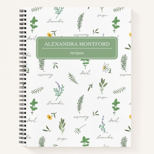 Personalized Botanical Recipe Notebook Notitieboek (Voorkant)