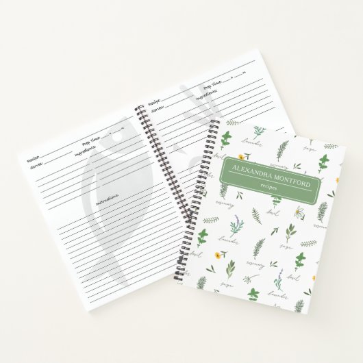 Personalized Botanical Recipe Notebook Notitieboek (Binnen)