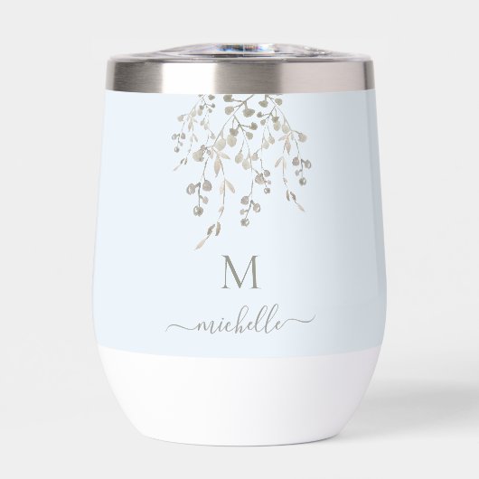 Personalized Botanical Watercolor Monogram Blue (Voorkant)