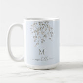 Personalized Botanical Watercolor Monogram Blue Koffiemok (Links)