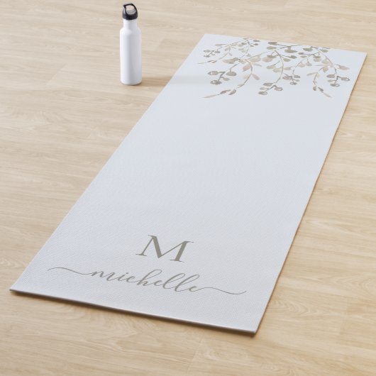 Personalized Botanical Watercolor Monogram Blue Yogamat (In situ)