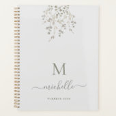 Personalized Botanical Watercolor Monogram Gray Planner (Voorkant)