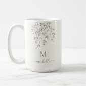 Personalized Botanical Watercolor Monogram Ivory Koffiemok (Links)