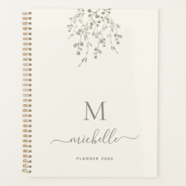 Personalized Botanical Watercolor Monogram Ivory Planner