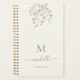 Personalized Botanical Watercolor Monogram Ivory Planner